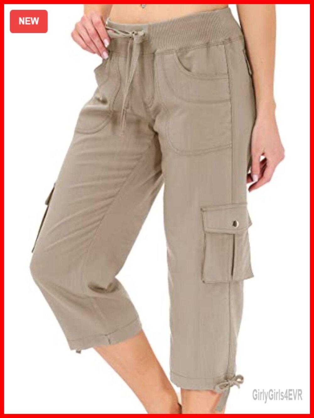 Women's Cargo Hiking Capris with Pockets, Lightweight, Dry Fit